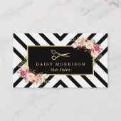 金ゴールドはさみフローラ美容師美しいサロン 名刺 (正面)