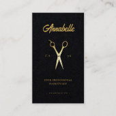 金ゴールドはさみヘアスタイリストサロンバーバーバーショップQrコード 名刺 (正面)