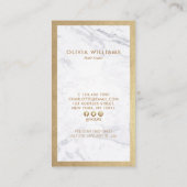 金ゴールドはさみ大理石HairStylist Discount Vertical 名刺 (裏面)