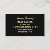 金ゴールドはさみ理髪店理容師店 名刺 (裏面)