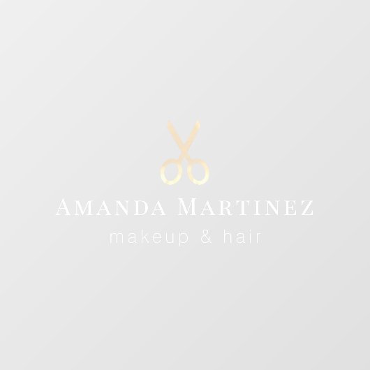 金ゴールドはさみ美しいヘアメイクアップサロン ウィンドウサイン (シート)