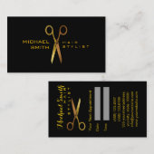 金ゴールドはさみ美容師アポイントメント#7 予約カード (正面/裏面)