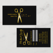 金ゴールドはさみ美容師アポイントメント#9 予約カード (正面/裏面)