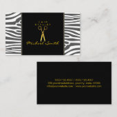 金ゴールドはさみ美容師モダンゼブラスキン#66 名刺 (正面/裏面)