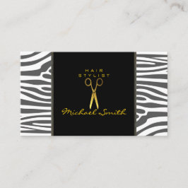 金ゴールドはさみ美容師モダンゼブラスキン#66 名刺