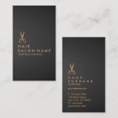 金ゴールドはさみ美容師黒グラデーション縦 名刺 (正面/裏面)