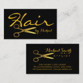 金ゴールドはさみ美容師#3 名刺 (正面/裏面)