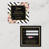 金ゴールドはさみ花美容師アポイントメント 予約カード (正面/裏面)