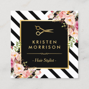 金ゴールドはさみ花美容師アポイントメント 予約カード