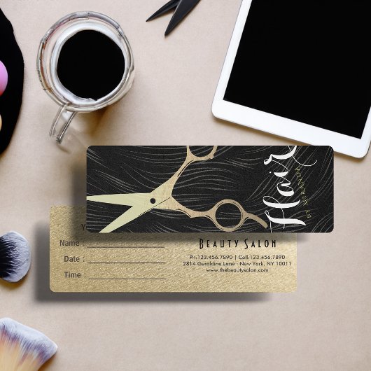 金ゴールドはさみ髪サロンヘアスタイリストアポイントメント