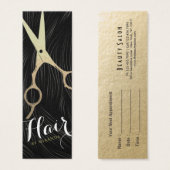 金ゴールドはさみ髪サロンヘアスタイリストアポイントメント (正面&裏面)