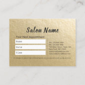 金ゴールドはさみ髪サロンヘアスタイリストアポイントメント 予約カード (裏面)