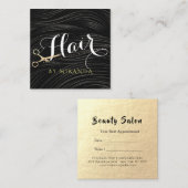 金ゴールドはさみ髪サロンヘアスタイリストアポイントメント 予約カード (正面/裏面)