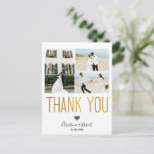 金ゴールドはっきりしたありがカスタムと写真の結婚ありがとう ポストカード (スタンド正面)