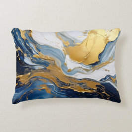 金ゴールドはっきりしたと青のスプラッシュ アクセントクッション