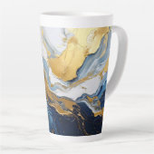 金ゴールドはっきりしたと青のスプラッシュ カフェラテマグ (右アングル)