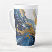 金ゴールドはっきりしたと青のスプラッシュ カフェラテマグ (左アングル)