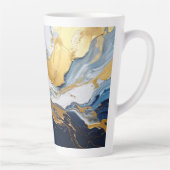 金ゴールドはっきりしたと青のスプラッシュ カフェラテマグ (右)