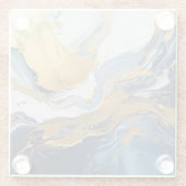 金ゴールドはっきりしたと青のスプラッシュ ガラスコースター (裏面)