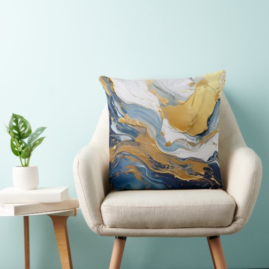 金ゴールドはっきりしたと青のスプラッシュ クッション (椅子)