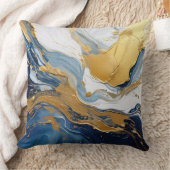 金ゴールドはっきりしたと青のスプラッシュ クッション (ブランケット)