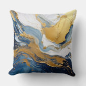 金ゴールドはっきりしたと青のスプラッシュ クッション (正面)