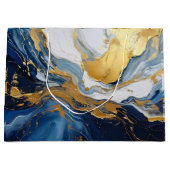 金ゴールドはっきりしたと青のスプラッシュ ラージペーパーバッグ (正面)