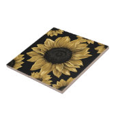 金ゴールドはっきりしたひまわりオンブラック タイル (側面)