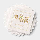 金ゴールドはっきりしたイニシャル結婚タイポグラフィ 箔ナプキン (インサイチュ (積み重ね))