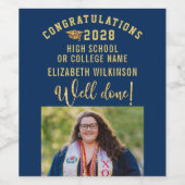 金ゴールドはっきりしたグリッタースカスタムクリプト写真卒業 ワインラベル (シングルラベル)