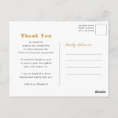 金ゴールドはっきりしたスモダンクリプト3 Photo Grad Thank You ポストカード (裏面)