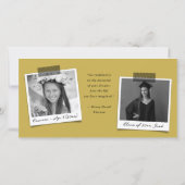 金ゴールドはっきりしたタイポグラフィスケッチ卒業キャップ写真 サンキューカード (裏面)