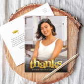 金ゴールドはっきりしたタイポグラフィ卒業写真感謝していユー ポストカード