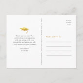 金ゴールドはっきりしたタイポグラフィ卒業写真感謝していユー ポストカード (裏面)