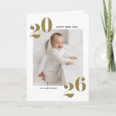 金ゴールドはっきりしたタイポグラフィ2025年新年写真 シーズンカード (正面)