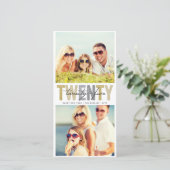 金ゴールドはっきりしたタイポグラフィ2025年新年2フォトコラージュ シーズンカード (スタンド正面)