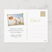 金ゴールドはっきりしたタイポグラフィ2025年新年3フォトコラージュ シーズンポストカード (裏面)