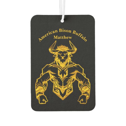 金ゴールドはっきりしたバイソングラフィックデザイン カーエアーフレッシュナー (裏面)