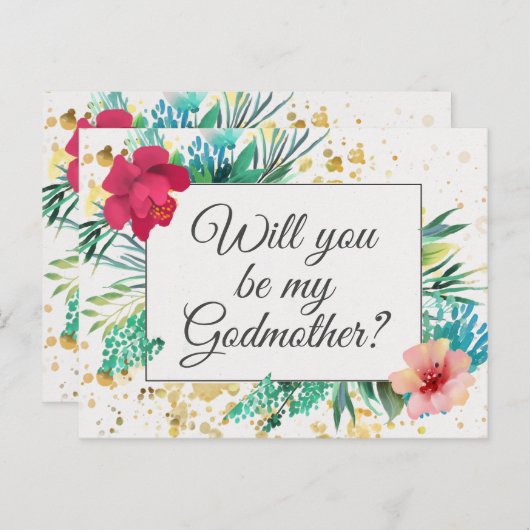 金ゴールドはっきりしたフローラゴッドマザー提案カード ポストカード (正面/裏面)