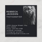 金ゴールドはっきりしたブラックスクリプト2フォトミニマルQRコード スクエア名刺 (裏面)