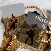 金ゴールドはっきりしたブラック名2枚結婚の写真 箔招待状