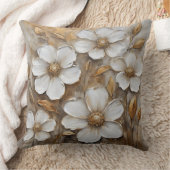 金ゴールドはっきりしたホワイトウォーター色フローラ クッション (ブランケット)