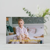 金ゴールドはっきりしたメリークリスマスの大写真 箔シーズンカード (立ち正面)