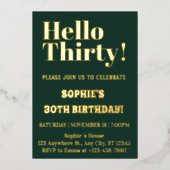 金ゴールドはっきりしたモダンタイポグラフィ30歳パーティー 箔招待状 (正面)