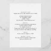 金ゴールドはっきりしたモダン結婚の詳細+ 箔招待状 (裏面)