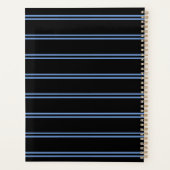 金ゴールドはっきりしたモノグラム、名前、黒の青い線 プランナー手帳 (裏面)