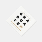 金ゴールドはっきりした卒業証明書及びキャップ卒業 スタンダードカクテルナプキン (角)