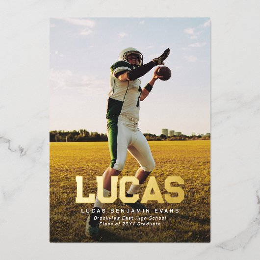 金ゴールドはっきりした名大学院生体育 箔招待状 (正面)