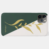 金ゴールドはっきりした植物緑の幾何学的抽象芸術ケース – Case-Mate iPhoneケース (裏面(横))