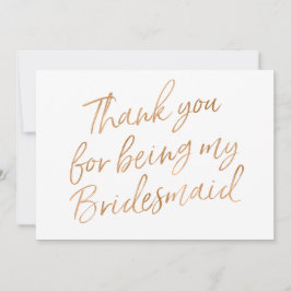 金ゴールドはであることのために上がりました"感謝していしています新婦付添人" サンキューカード